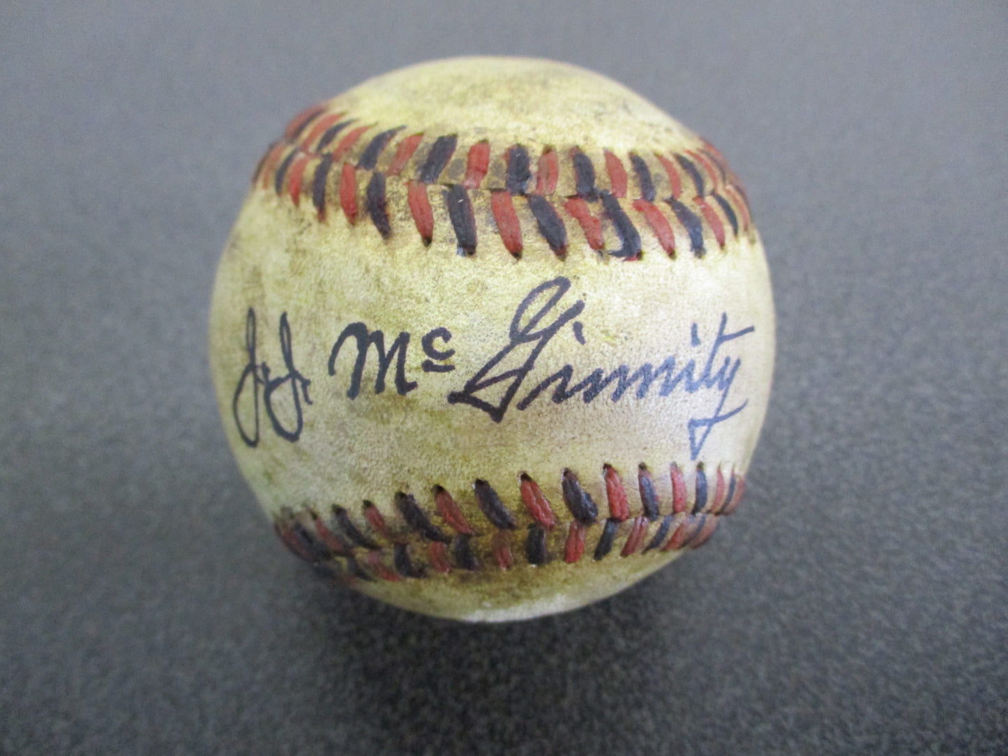 Joe McGinnity Single Signed 1910's Black & Red Stitched Official Baseball