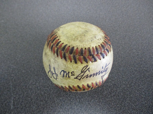 Joe McGinnity Single Signed 1910's Black & Red Stitched Official Baseball