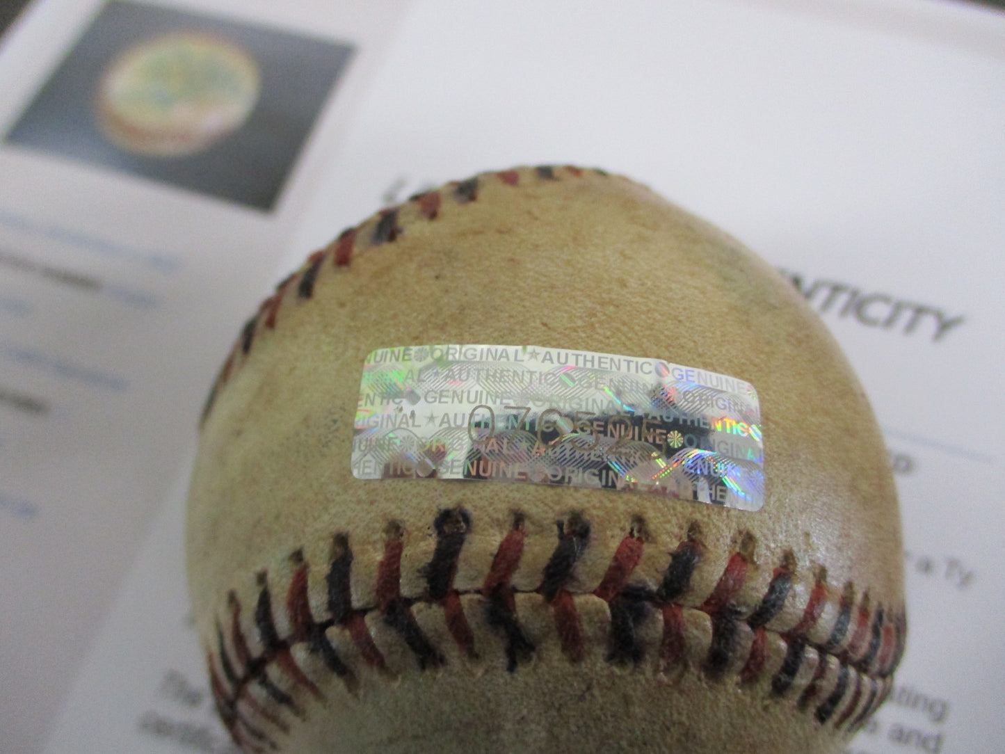 Ty Cobb Single Signed 1910's Black and Red Stitched Baseball