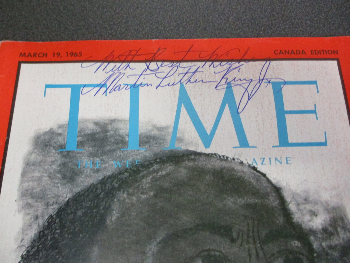 Martin Luther King Jr Signed Time Magazine Cover March 19. 1965 w/COA