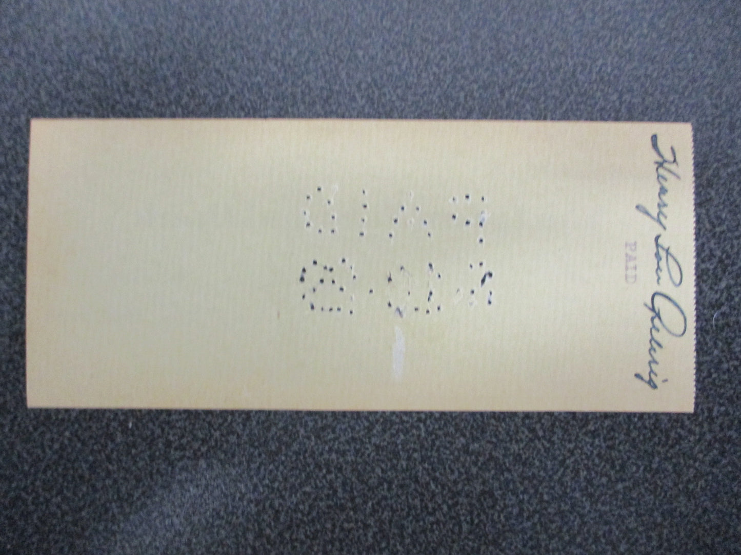 Lou Gehrig Double Signed Cancelled Personal Check #158