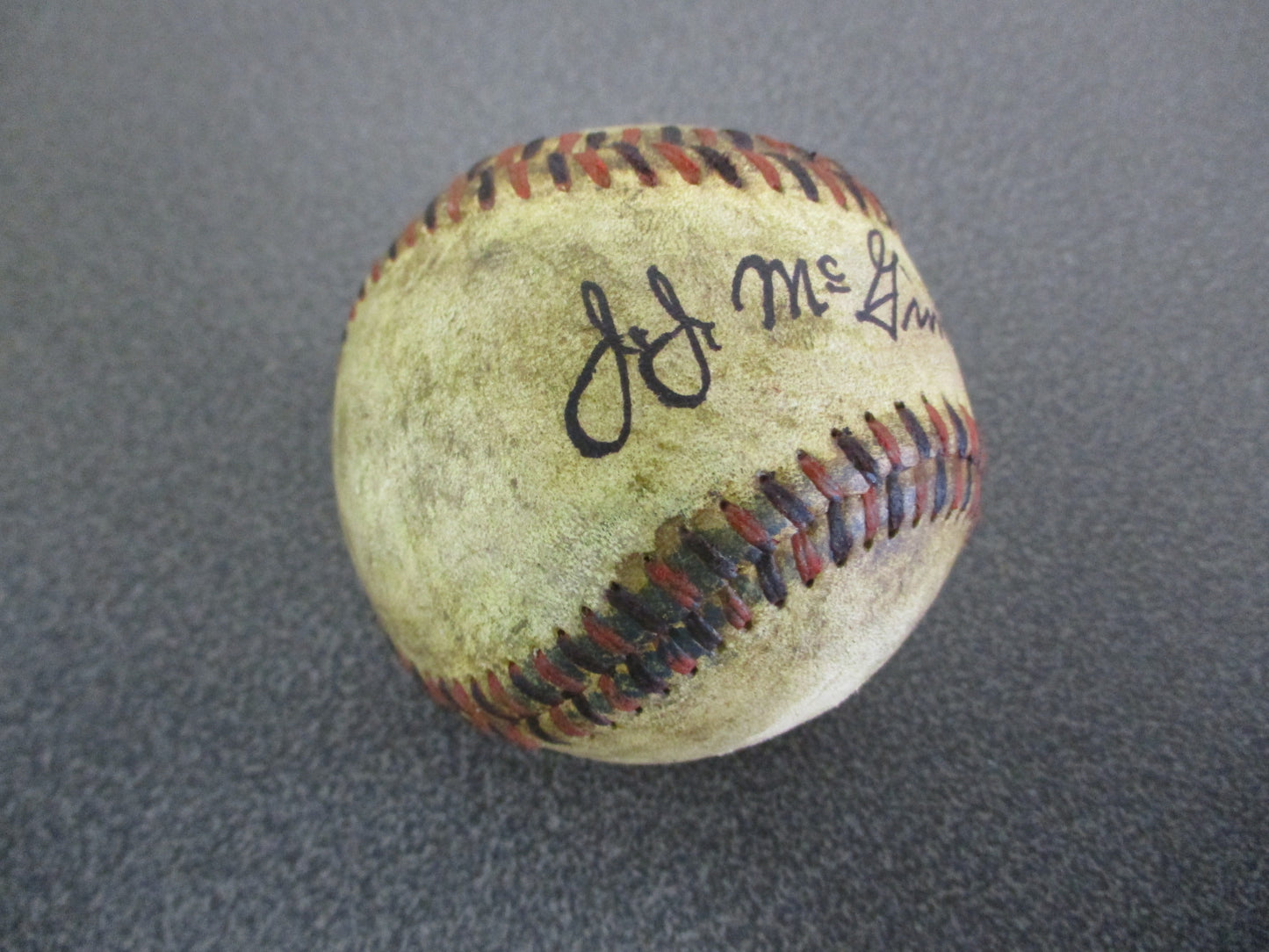 Joe McGinnity Single Signed 1910's Black & Red Stitched Official Baseball