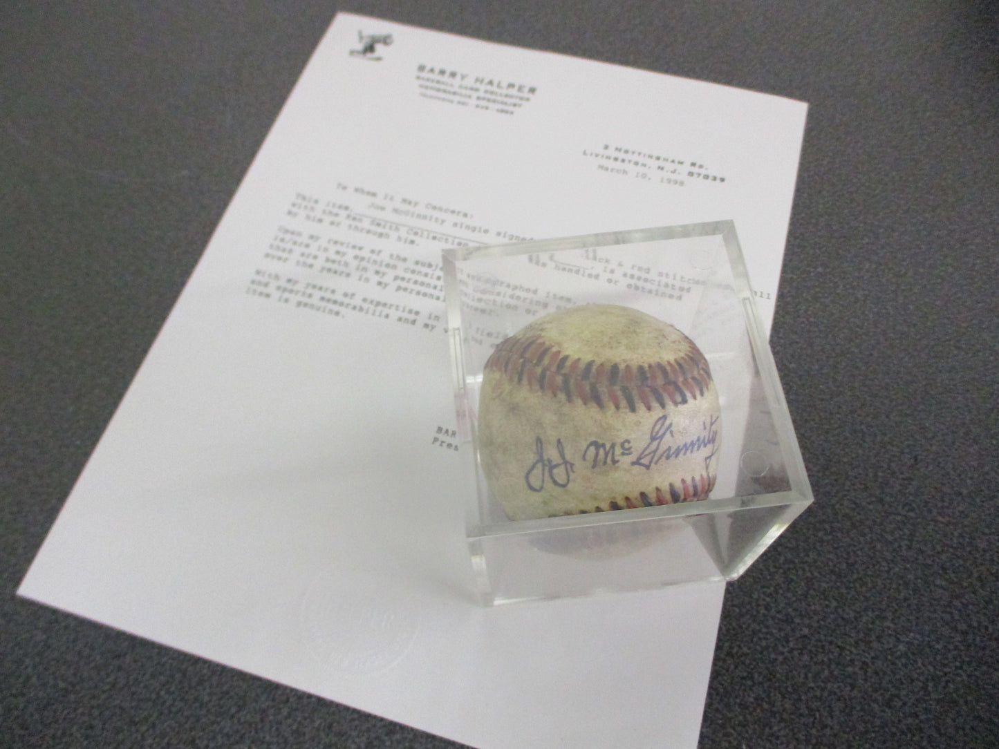 Joe McGinnity Single Signed 1910's Black & Red Stitched Official Baseball