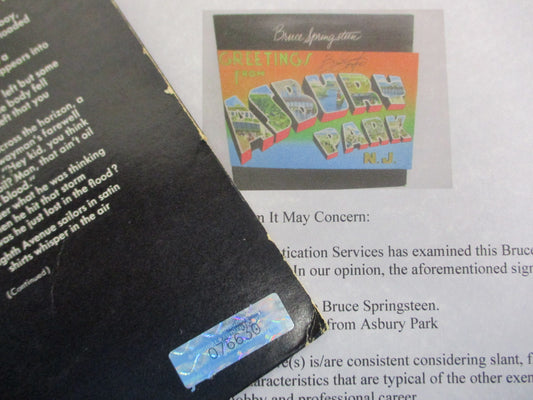 Rare Bruce Springsteen Autographed "Greetings from Asbury Park" Album Cover with Certificate of Authenticity (COA)