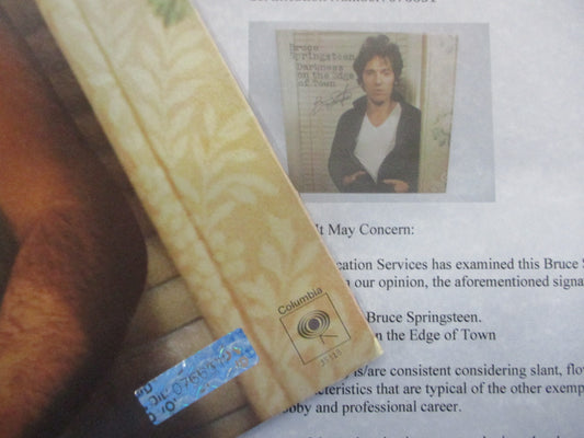 Authentic Bruce Springsteen Autographed "Darkness on the Edge of Town" Album Cover with Certificate of Authenticity (COA)