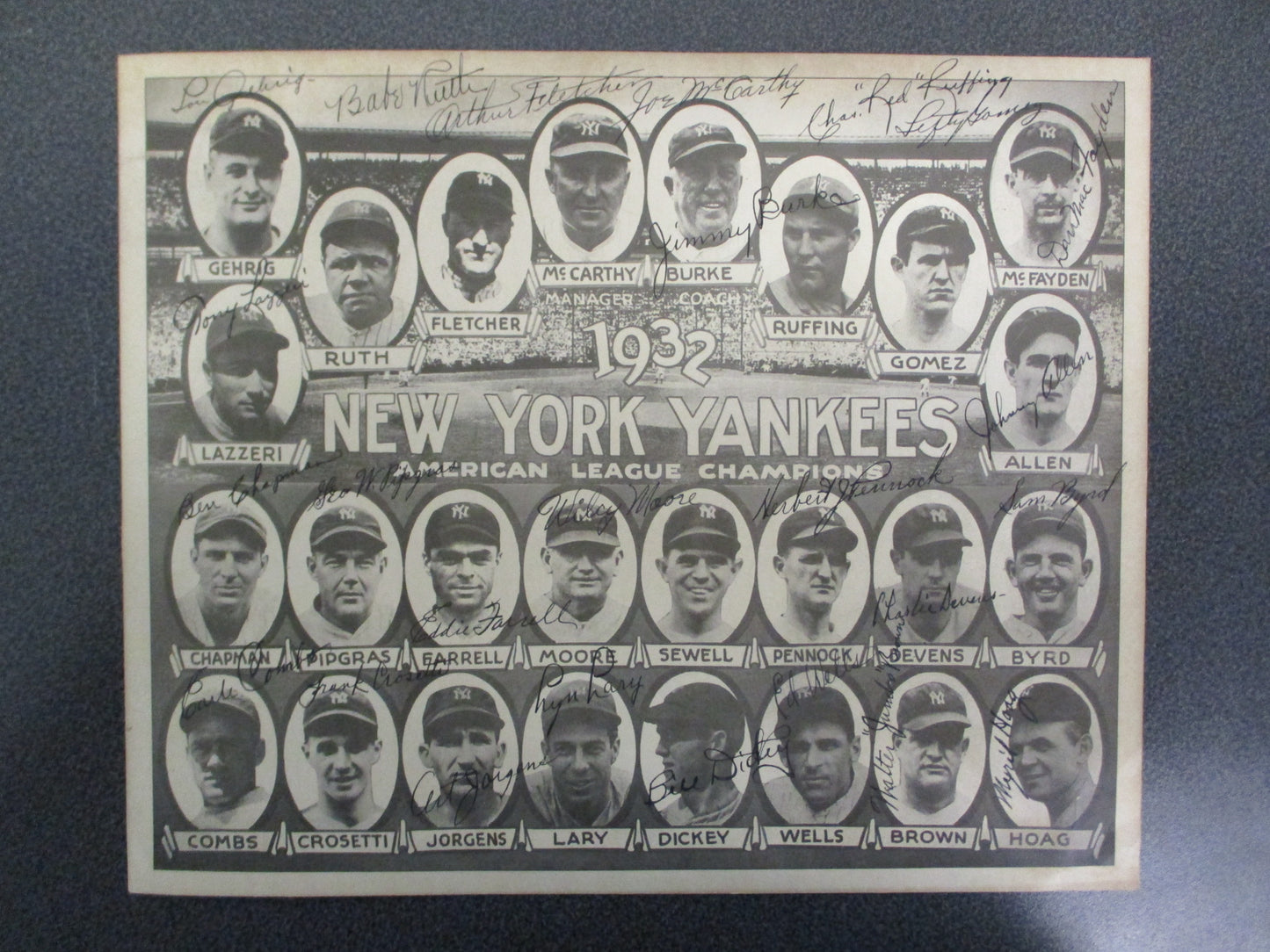 1932 New York Yankees Signed Team Photo PSA/COA