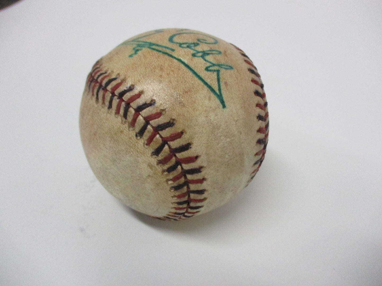 Ty Cobb Single Signed 1910's Black and Red Stitched Baseball