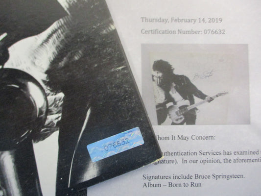 Authentic Bruce Springsteen Autographed "Born to Run" Album Cover with Certificate of Authenticity (COA)