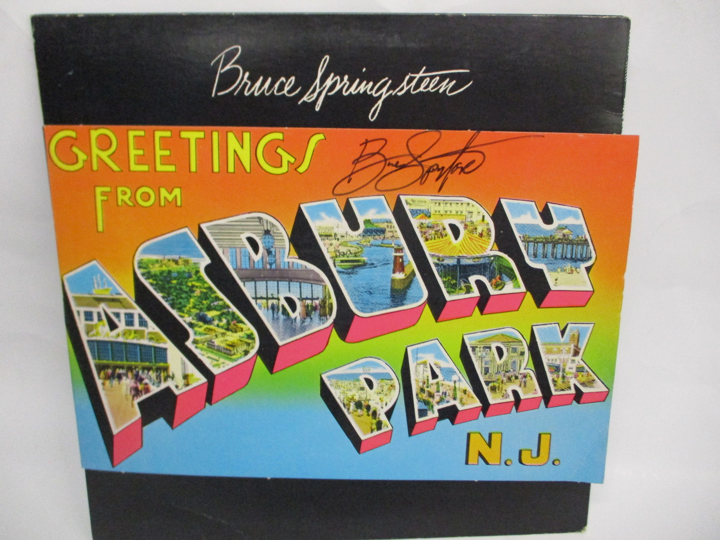 Rare Bruce Springsteen Autographed "Greetings from Asbury Park" Album Cover with Certificate of Authenticity (COA)