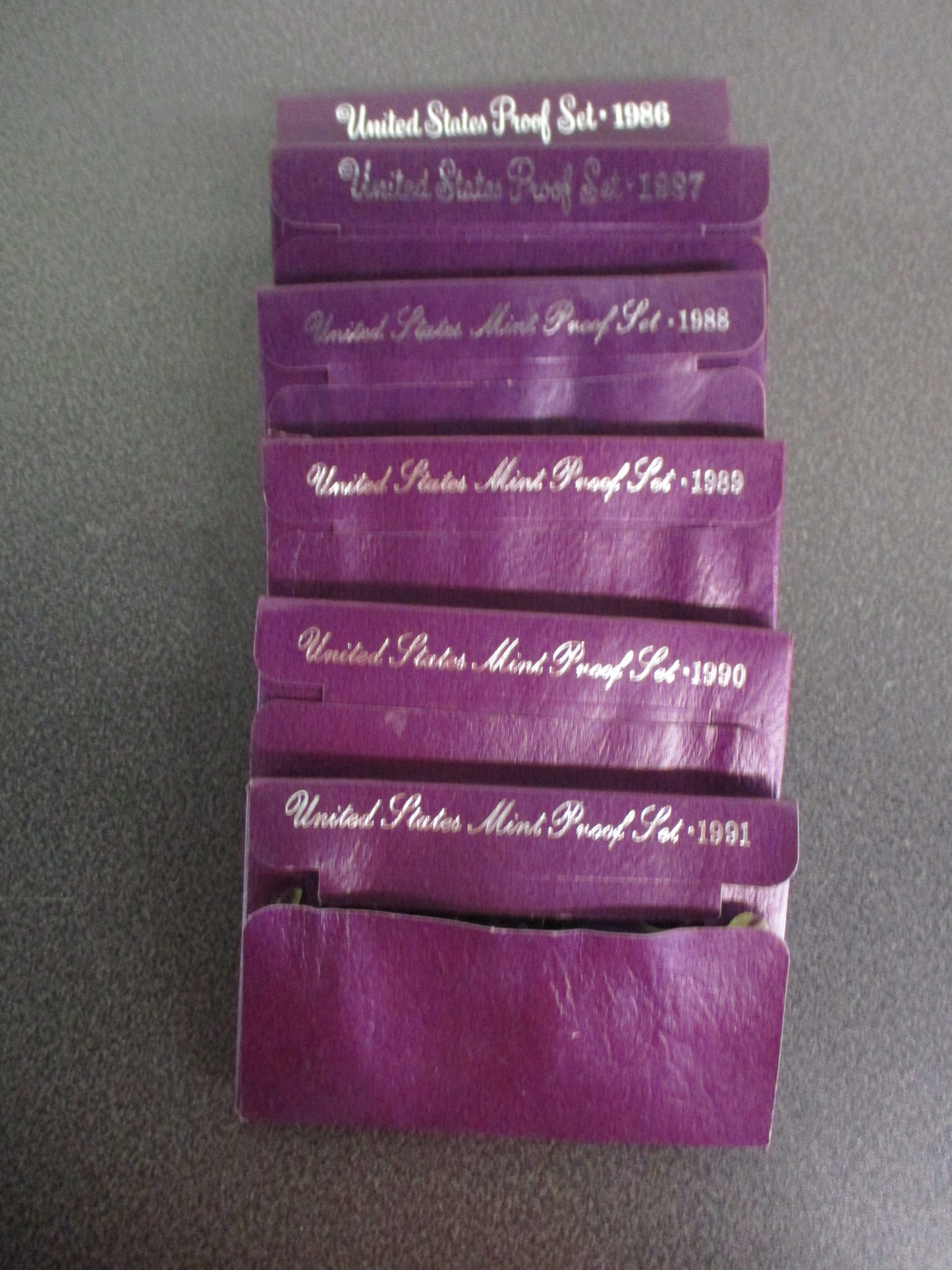 Lot of 6 United States Mint Proof Sets 1986 - 1991
