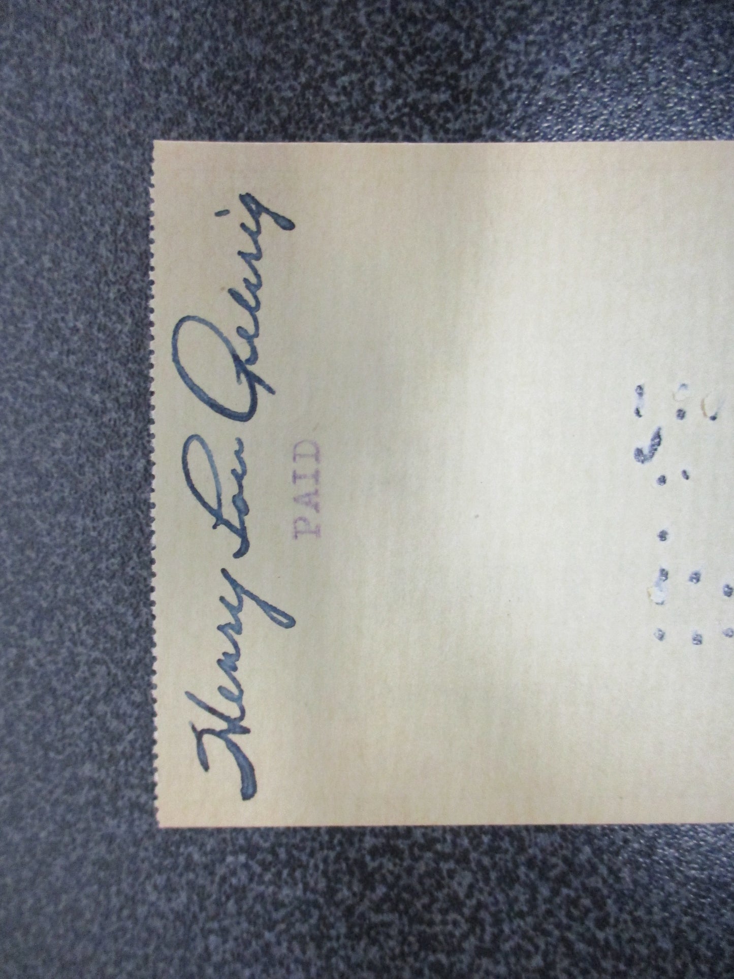 Lou Gehrig Double Signed Genuine Personal Check, Check #158 w/ COA