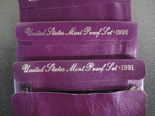 Lot of 6 United States Mint Proof Sets 1986 - 1991