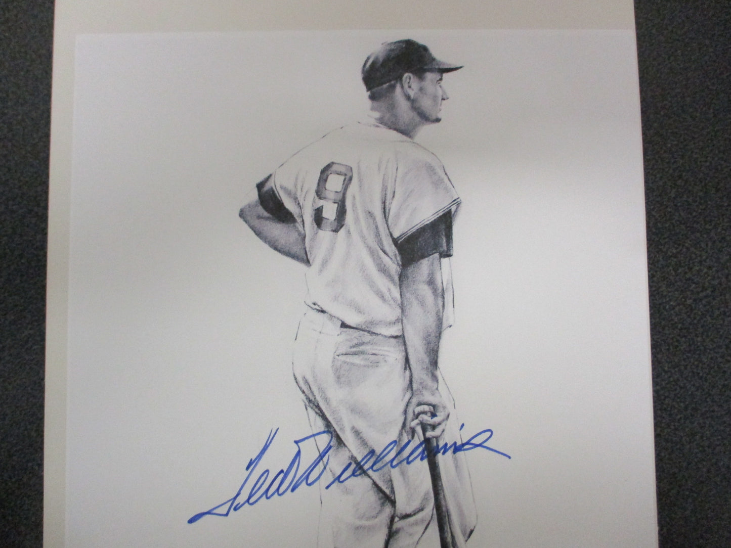 Ted Williams Boston Red Sox Signed Photo Sketch w/ COA 8" x 10"