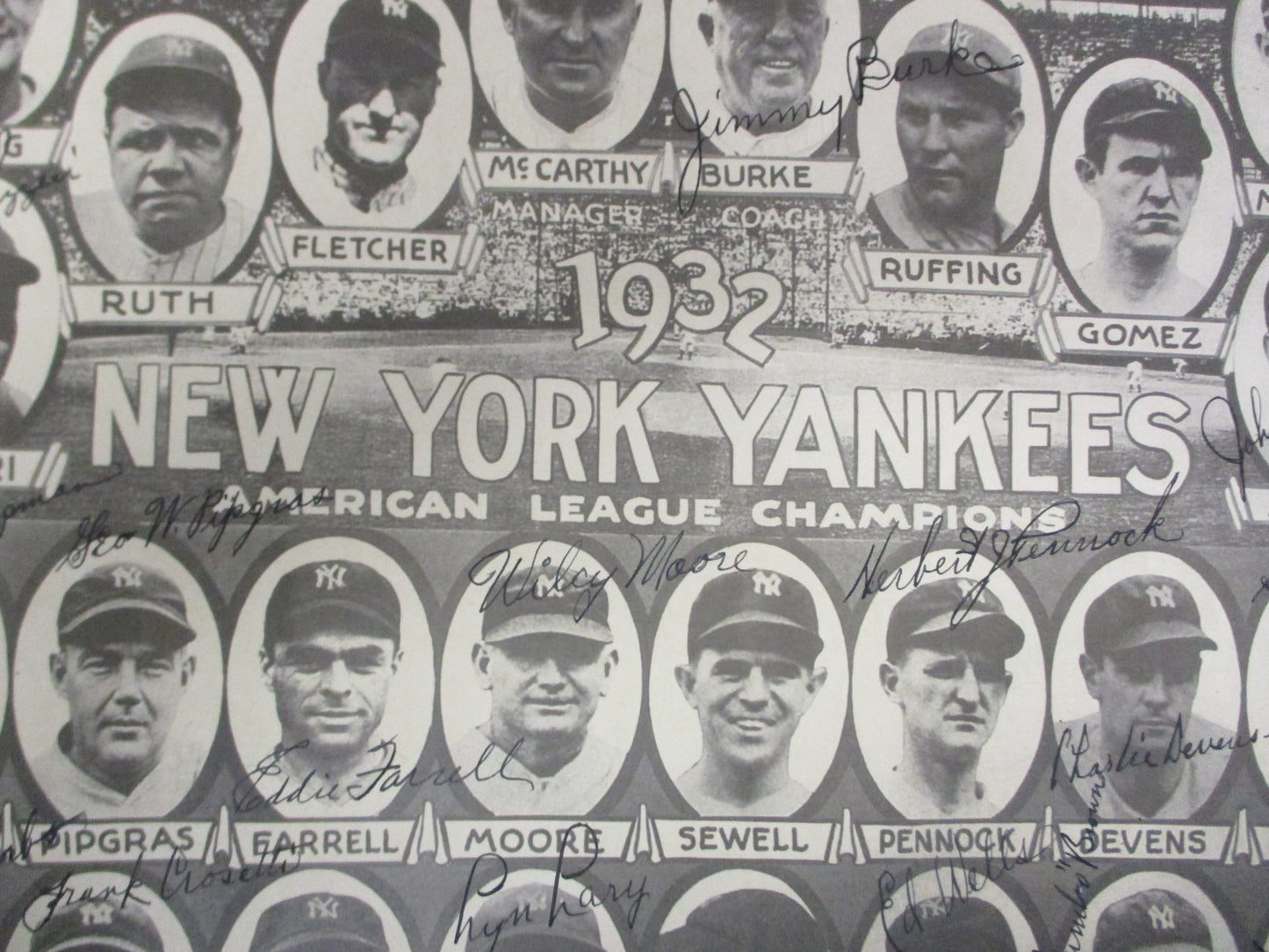 1932 New York Yankees Signed Team Photo PSA/COA