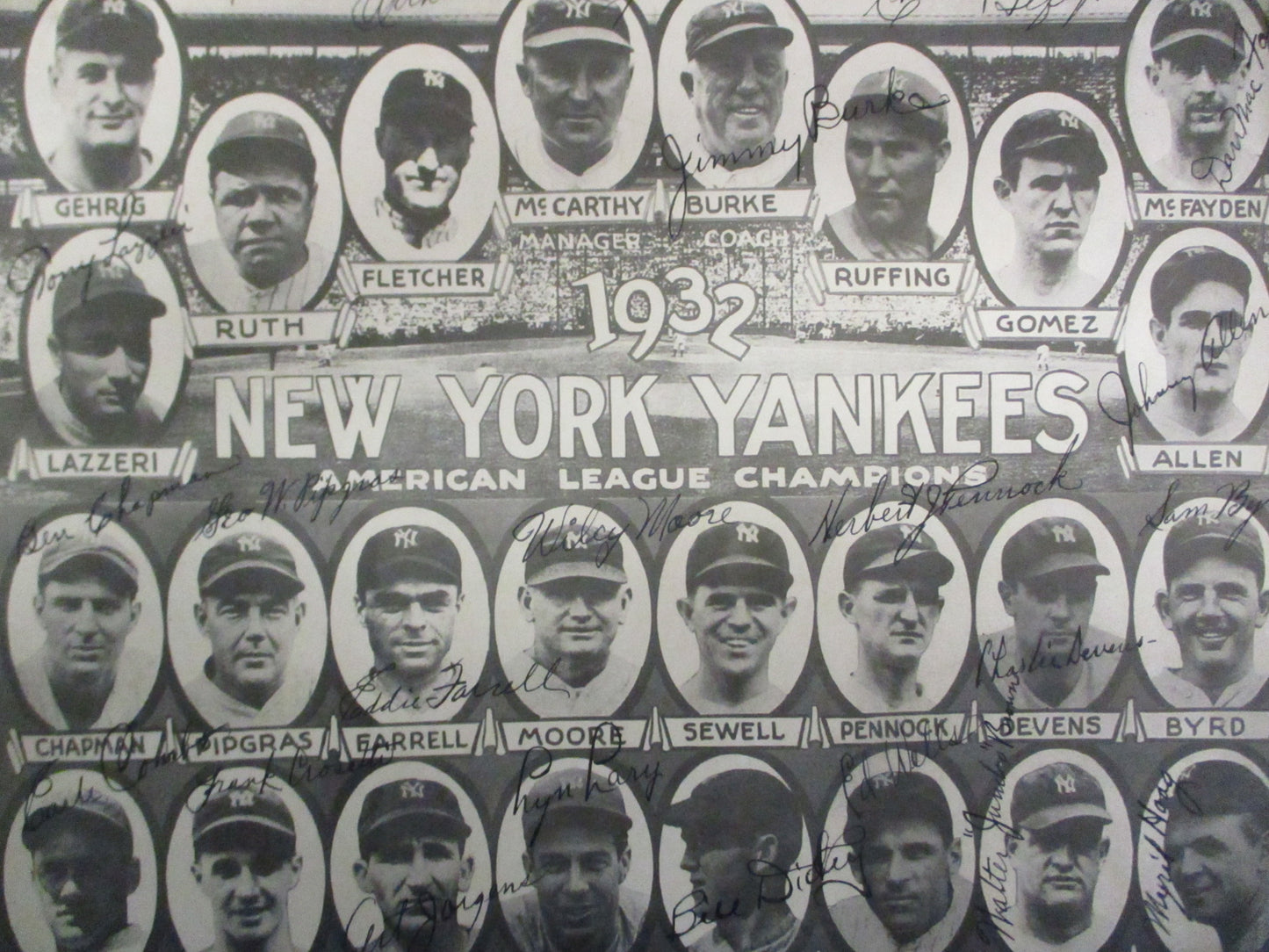 1932 New York Yankees Signed Team Photo PSA/COA