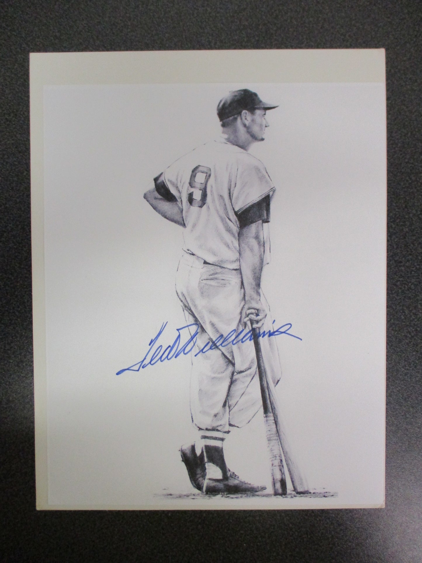 Ted Williams Boston Red Sox Signed Photo Sketch w/ COA 8" x 10"