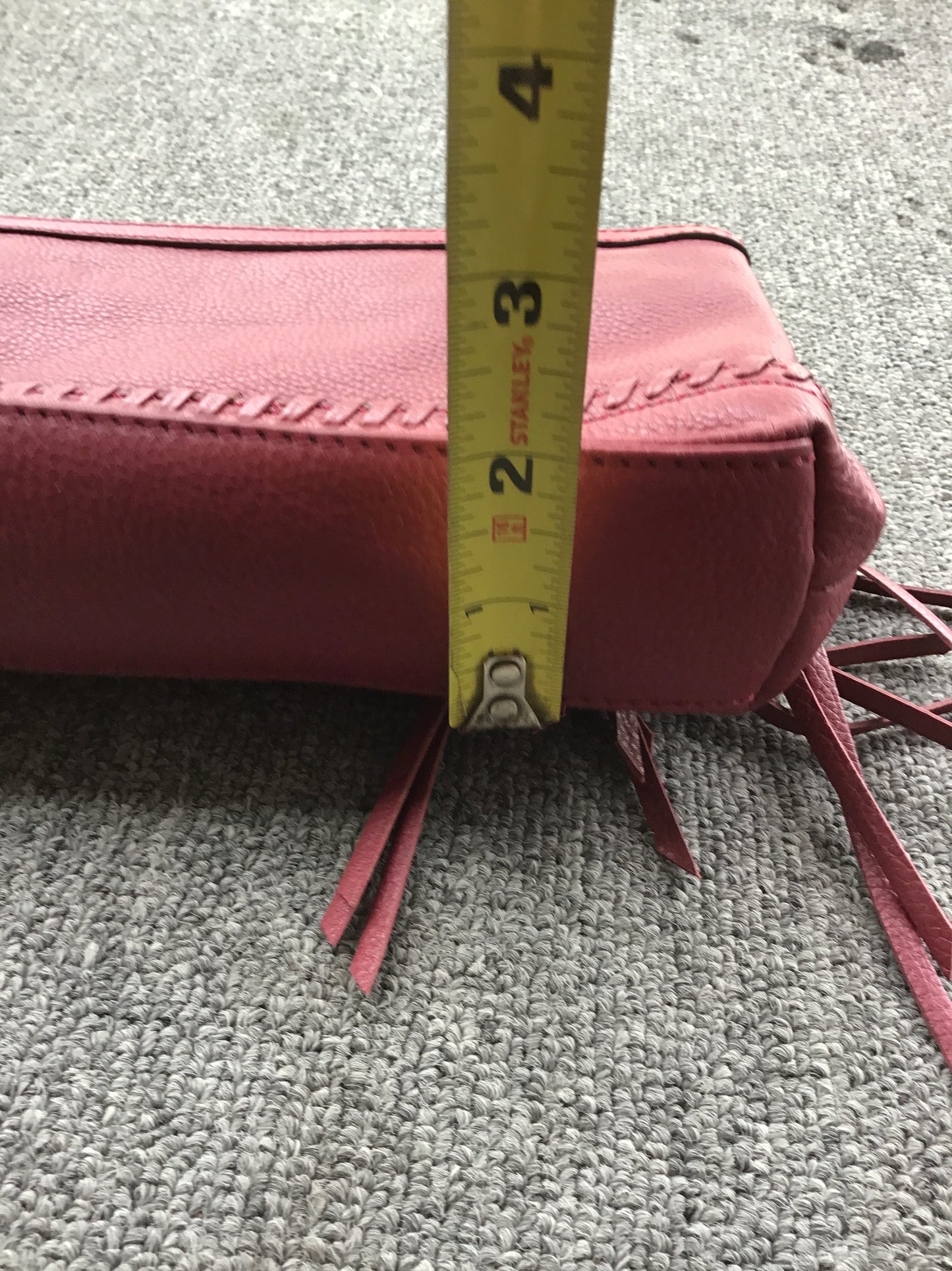 orYany Burgundy Leather Zippered Clutch w/Tassels