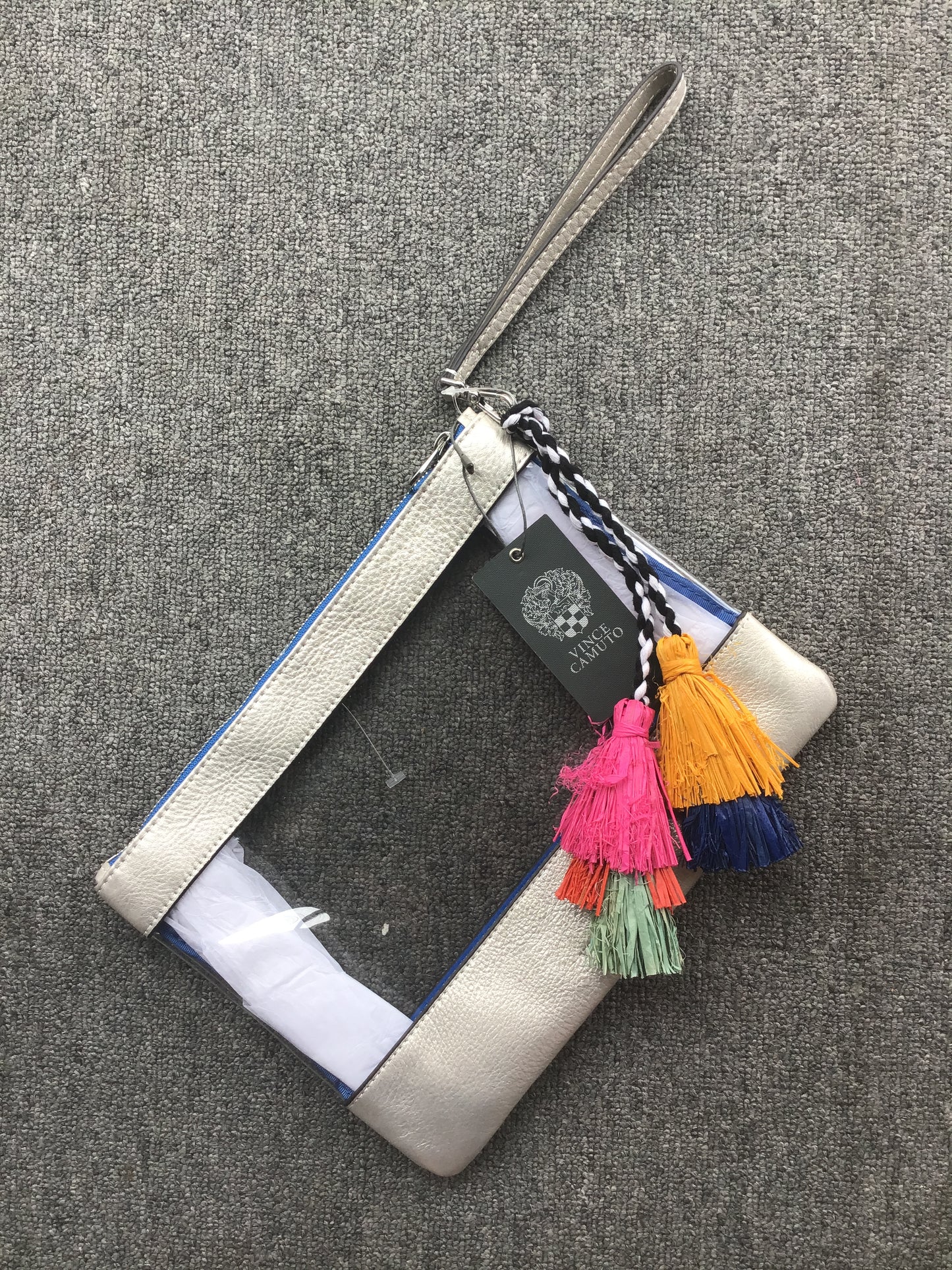 Vince Camuto Thore Pouch Silver Clear-New