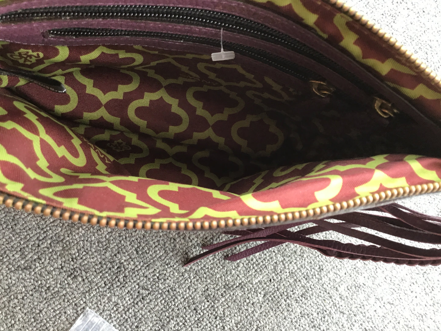 orYany Purple Leather Zippered Clutch w/Tassels