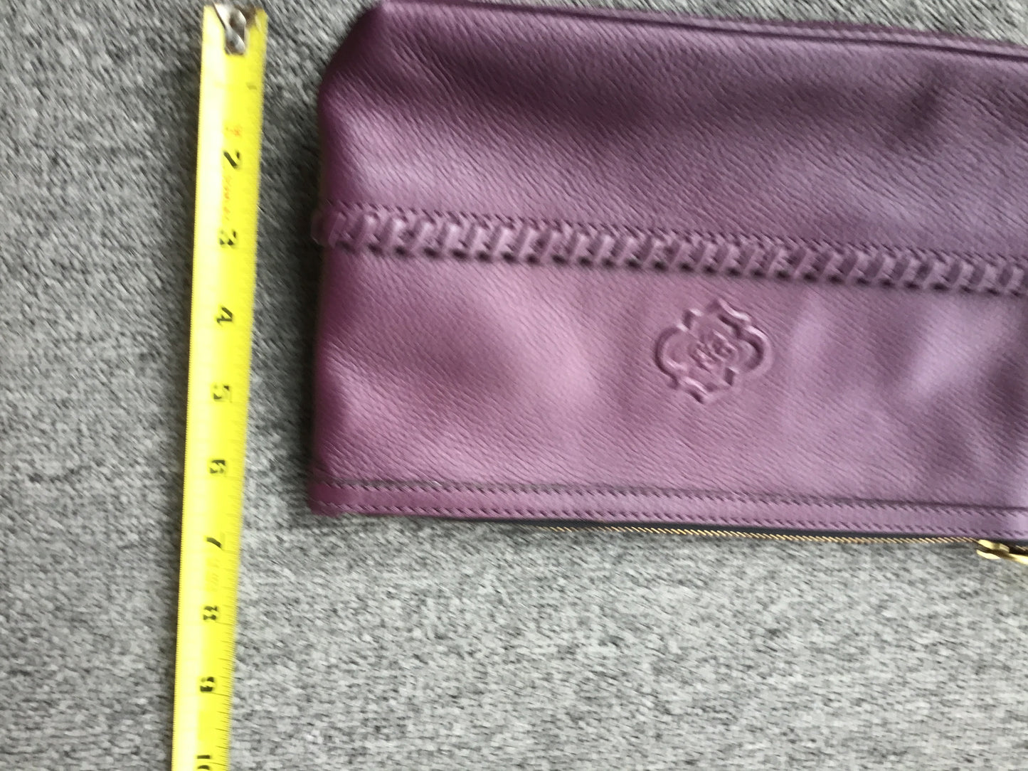 orYany Purple Leather Zippered Clutch w/Tassels