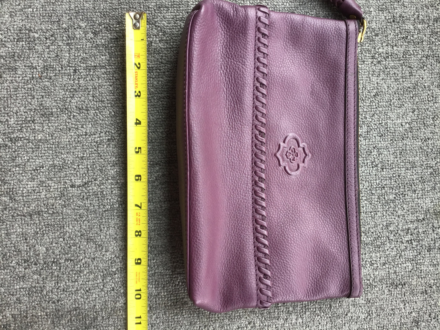 orYany Purple Leather Zippered Clutch w/Tassels