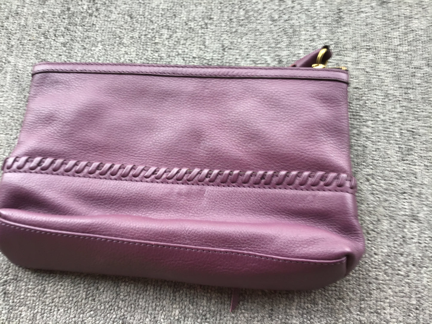 orYany Purple Leather Zippered Clutch w/Tassels