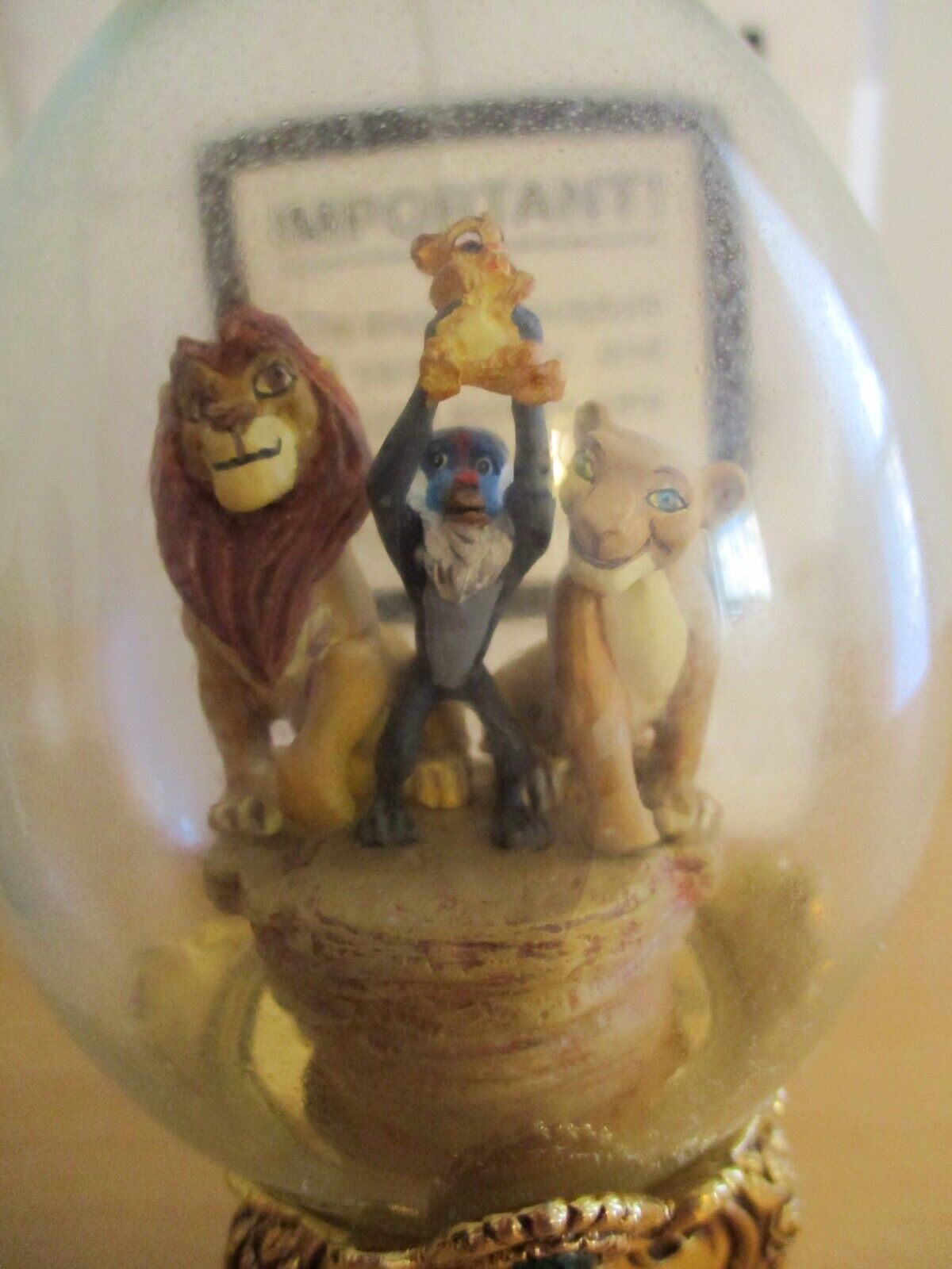 Franklin Mint Limited Edition Disney The Lion King Gold Footed Glass Egg Figure