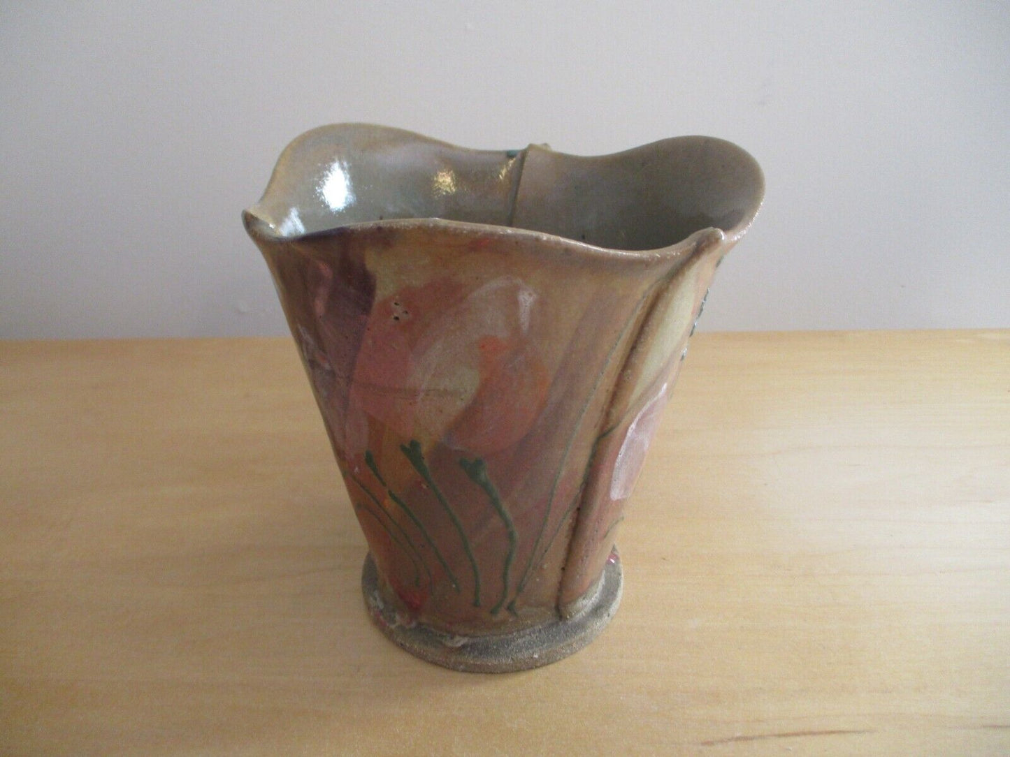 Vintage Robert Maxwell Art Pottery Mug 5 1/4"" Signed Rare Signed Brown/Green