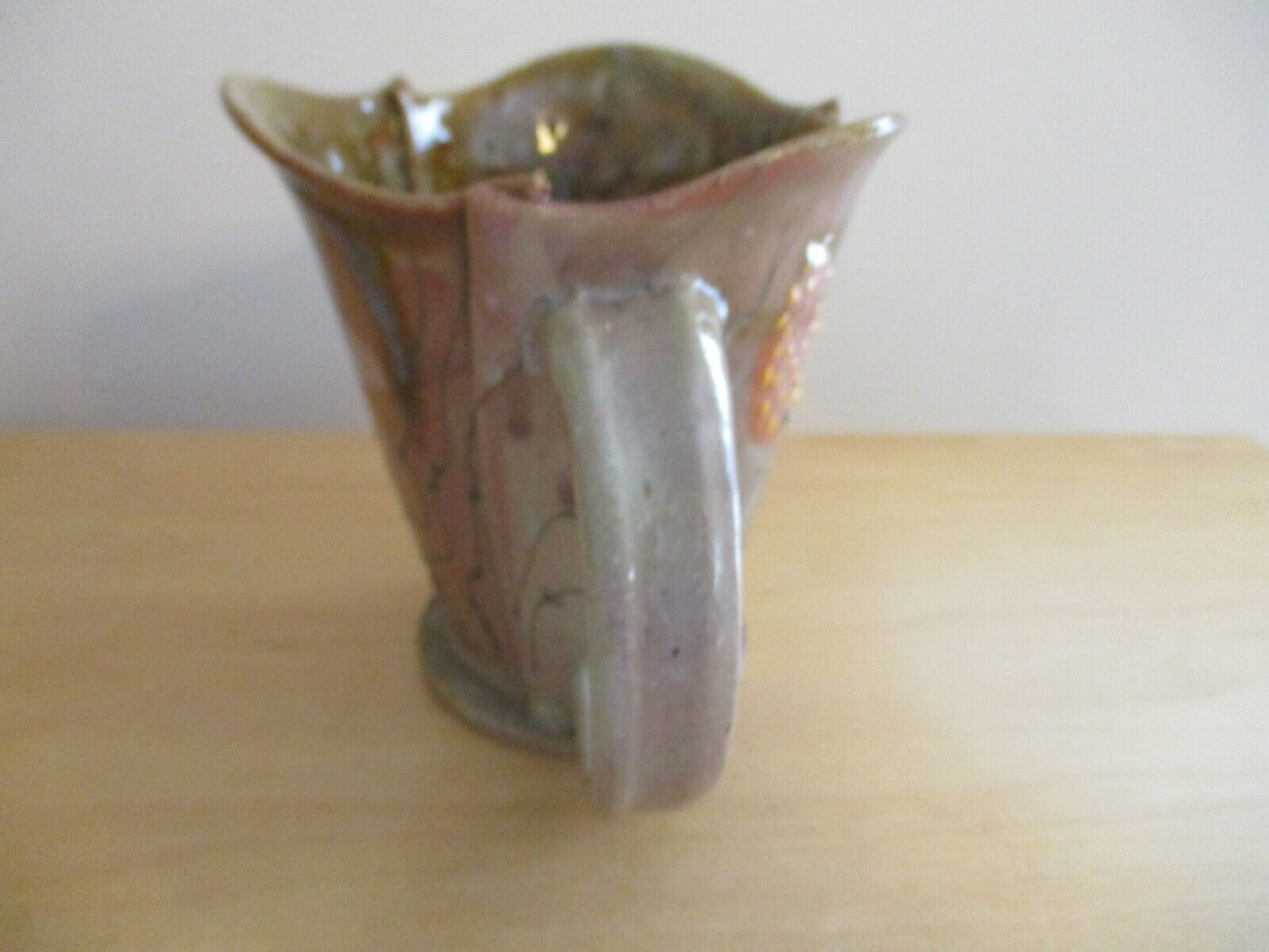 Vintage Robert Maxwell Art Pottery Mug 5 1/4"" Signed Rare Signed Brown Flowers