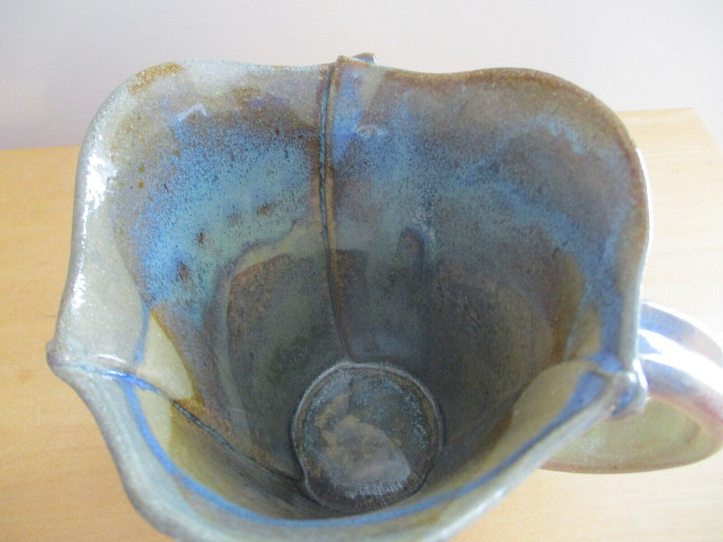 Vintage Robert Maxwell Art Pottery Mug 5 1/4"" Signed Rare Signed Blue/Green