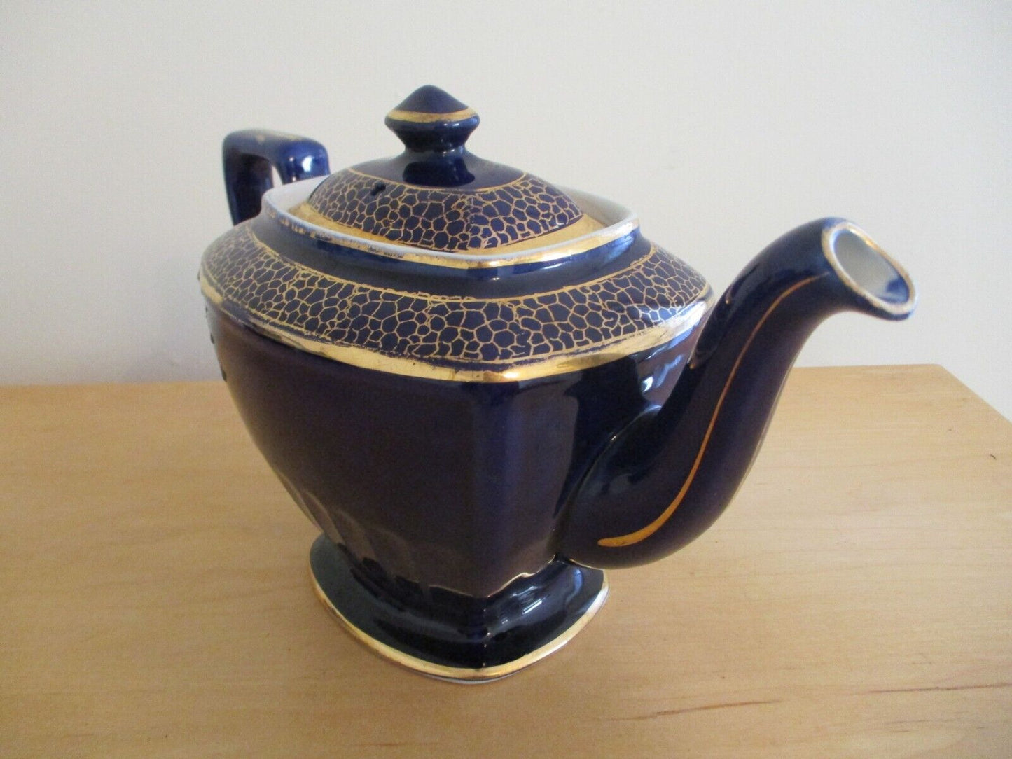 Vintage Hall Cobalt Blue w/ Gold Trim Teapot