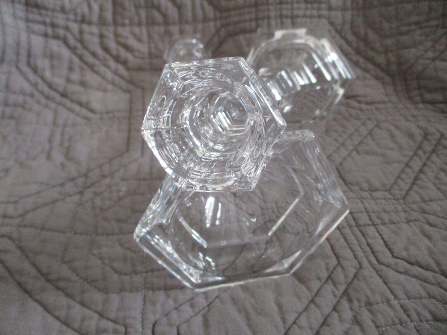Tiffany & Co. (2) Crystal Hampton 9" Candlestick Holders