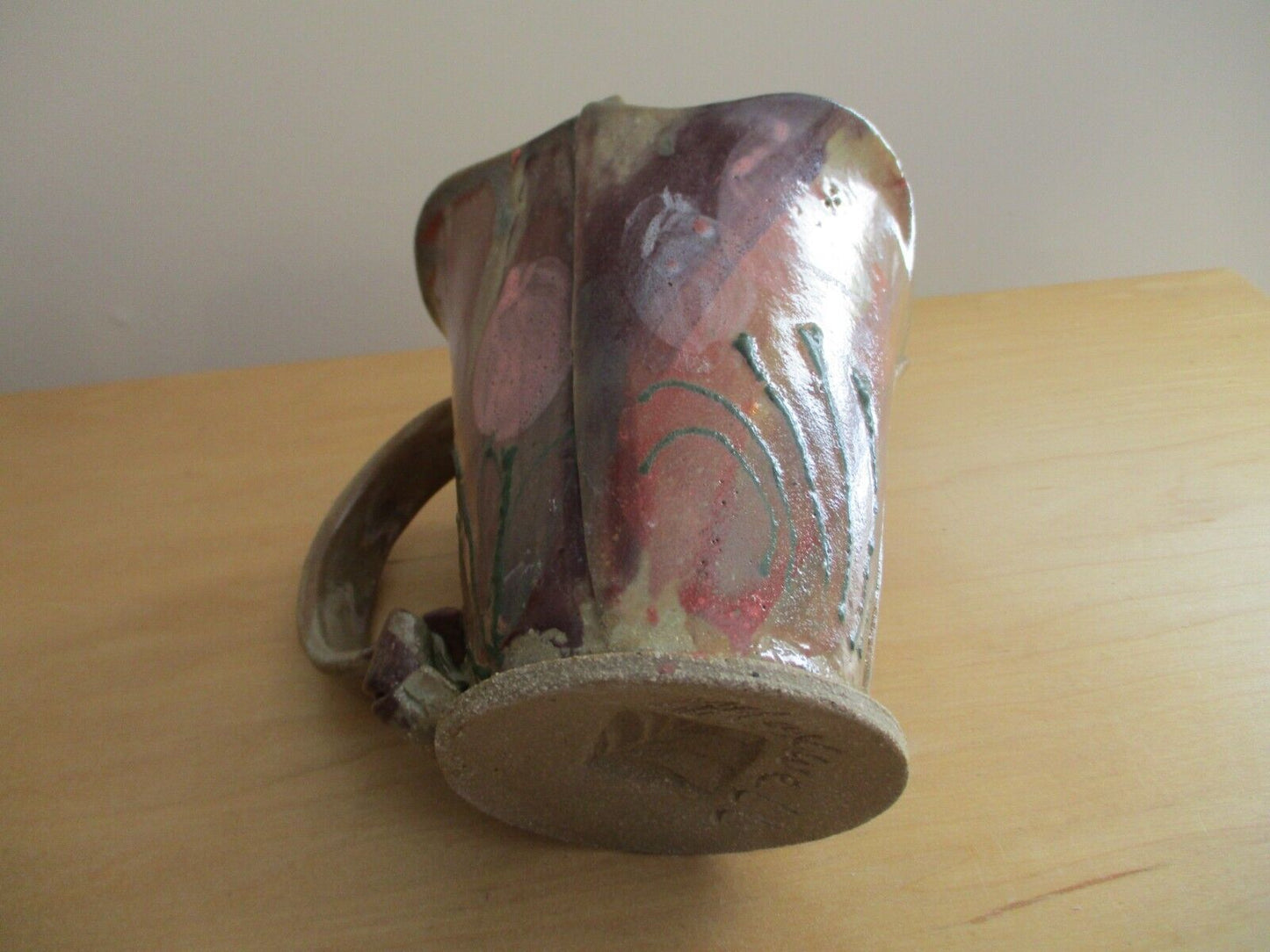 Vintage Robert Maxwell Art Pottery Mug 5 1/4"" Signed Rare Signed Brown/Green