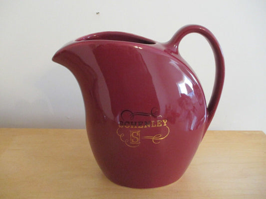 Vintage Hall Ceramic Maroon Pitcher Schenley Marked Pitcher