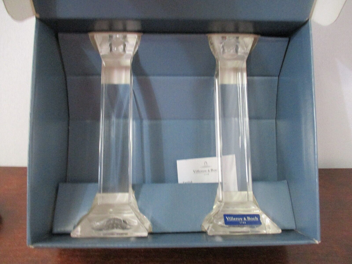 Set of 2 Villeroy & Boch Lead Crystal Siena 8" Single Light Candlestick Holders