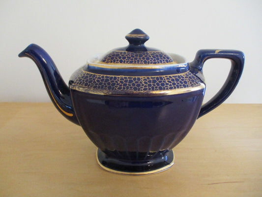 Vintage Hall Cobalt Blue w/ Gold Trim Teapot