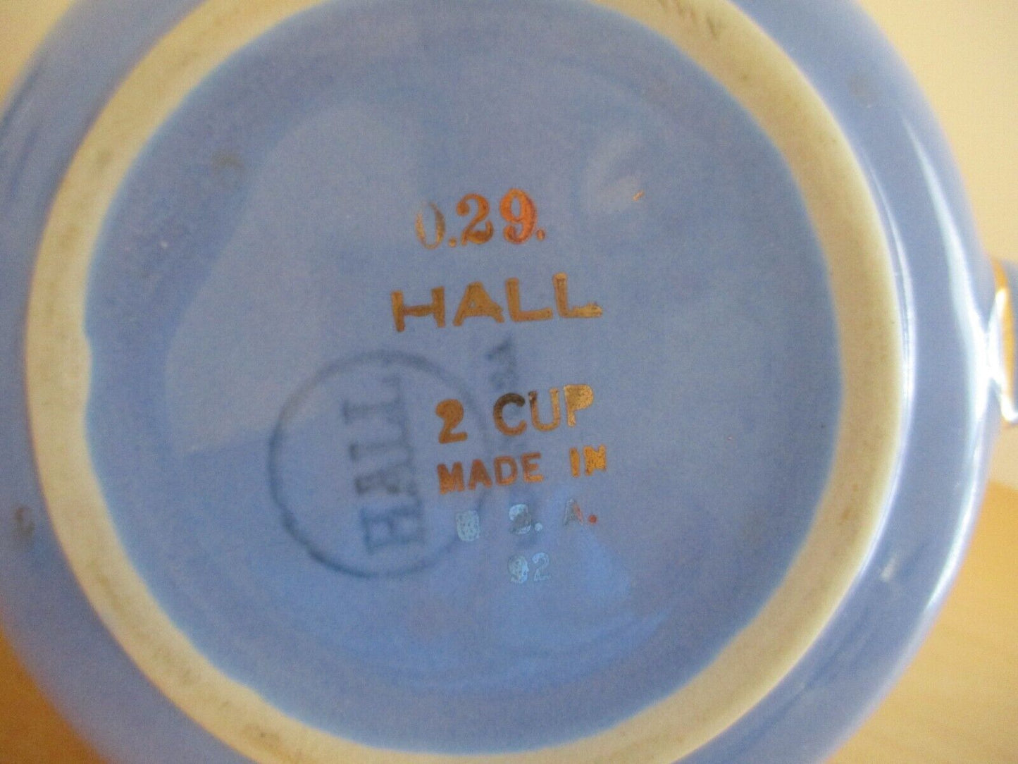 Vintage Hall China 2 Cup Teapot Floral Pattern Blue