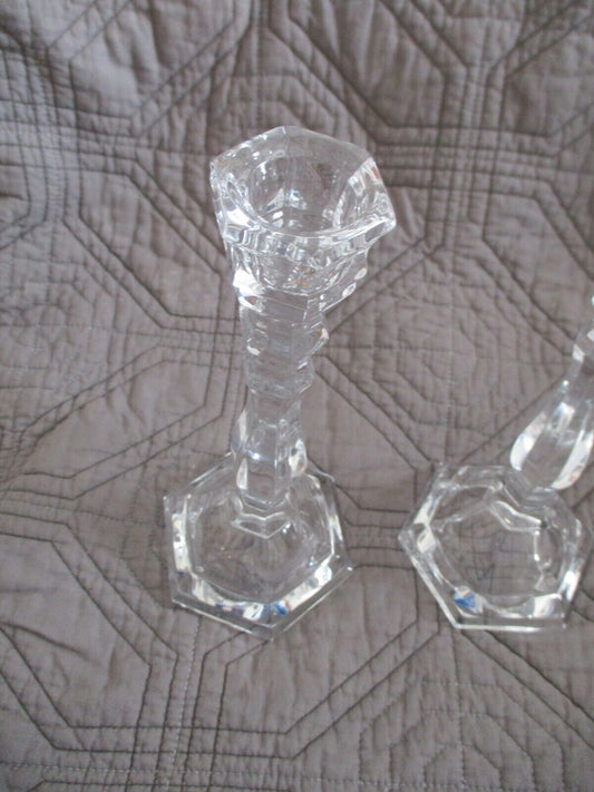 Tiffany & Co. (2) Crystal Hampton 9" Candlestick Holders