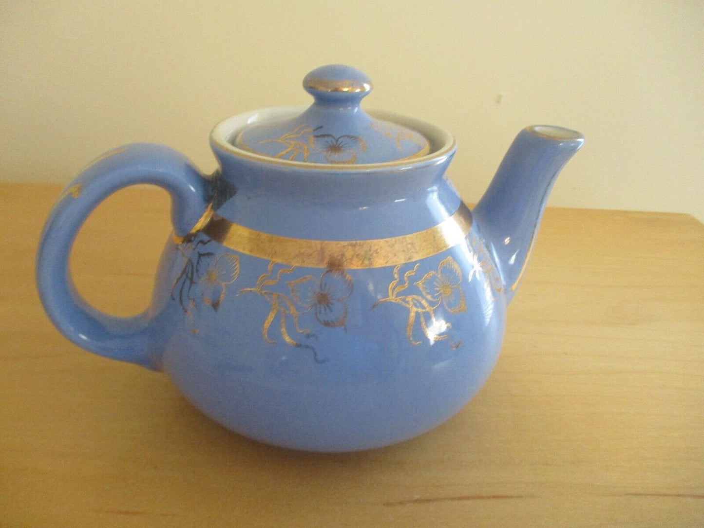 Vintage Hall China 2 Cup Teapot Floral Pattern Blue
