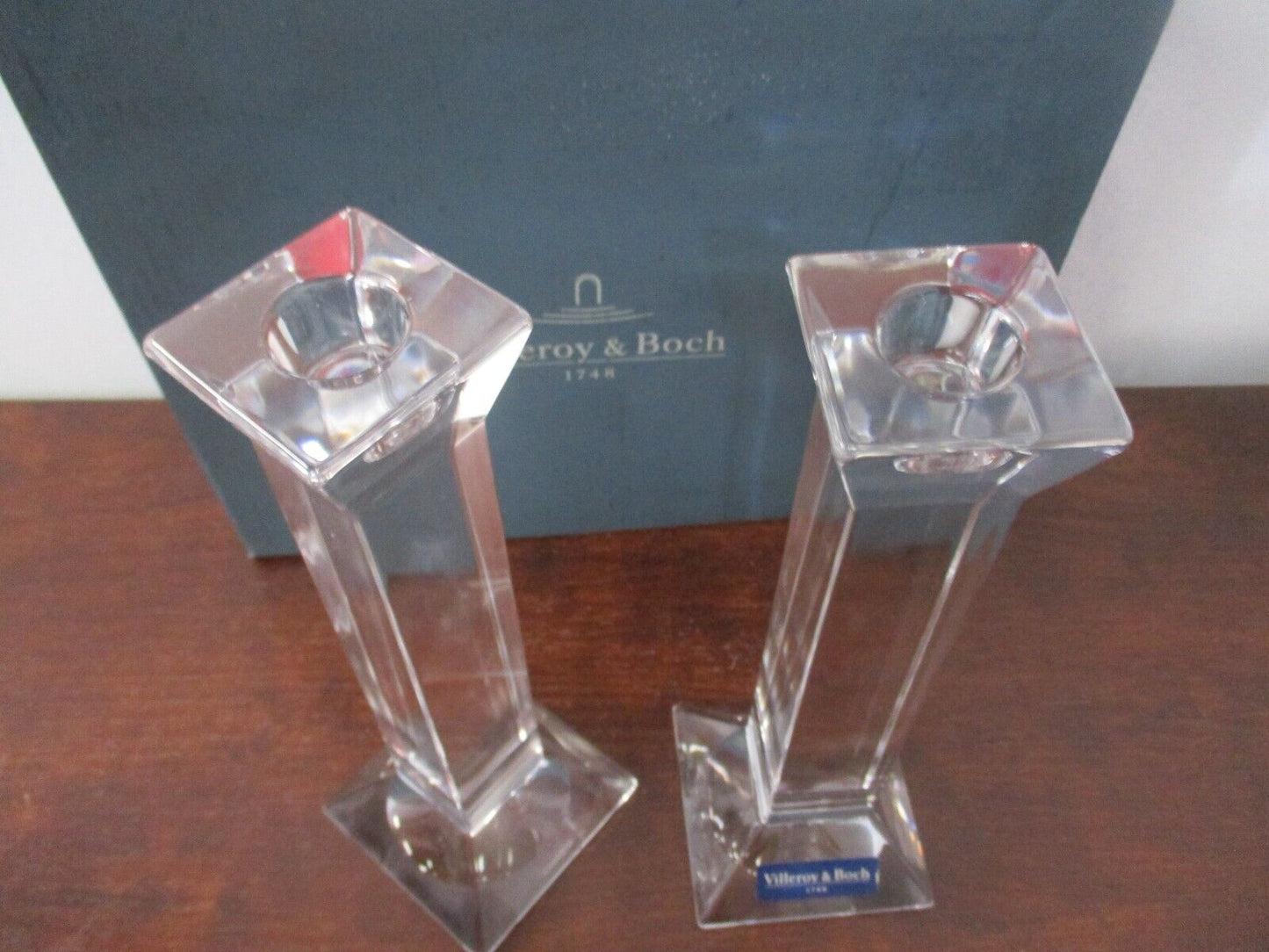 Set of 2 Villeroy & Boch Lead Crystal Siena 8" Single Light Candlestick Holders