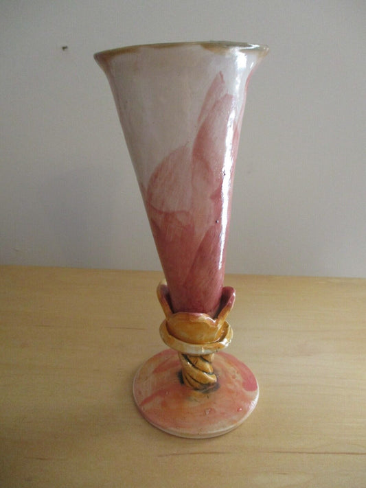 Vintage Robert Maxwell Art Pottery Vase 8 1/2" Signed Rare Signed Orange Colors