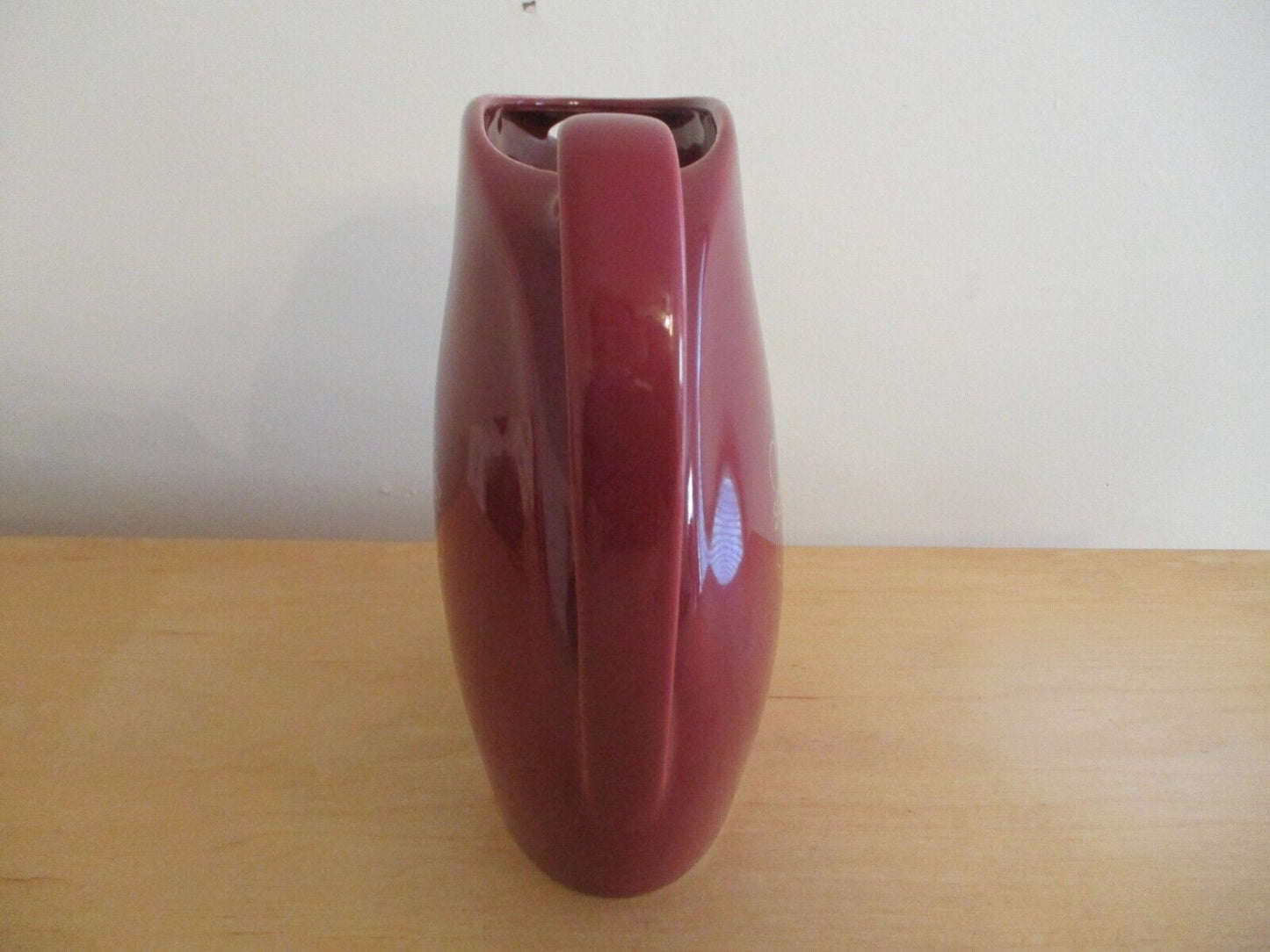 Vintage Hall Ceramic Maroon Pitcher Schenley Marked Pitcher
