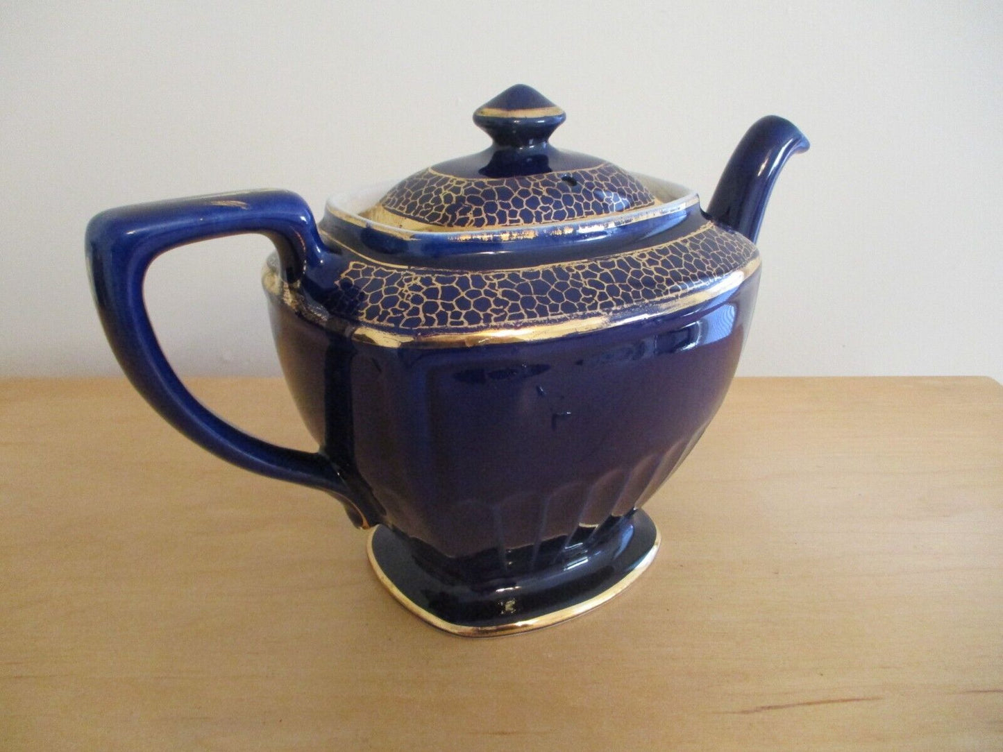 Vintage Hall Cobalt Blue w/ Gold Trim Teapot