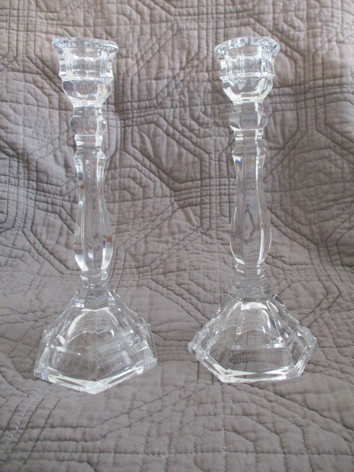 Tiffany & Co. (2) Crystal Hampton 9" Candlestick Holders