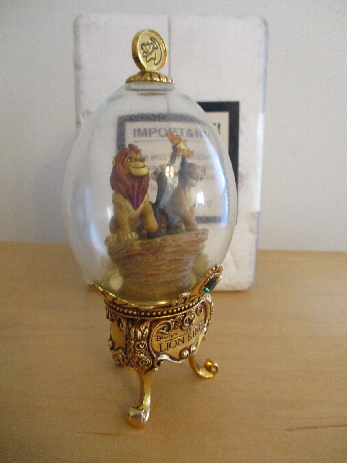 Franklin Mint Limited Edition Disney The Lion King Gold Footed Glass Egg Figure