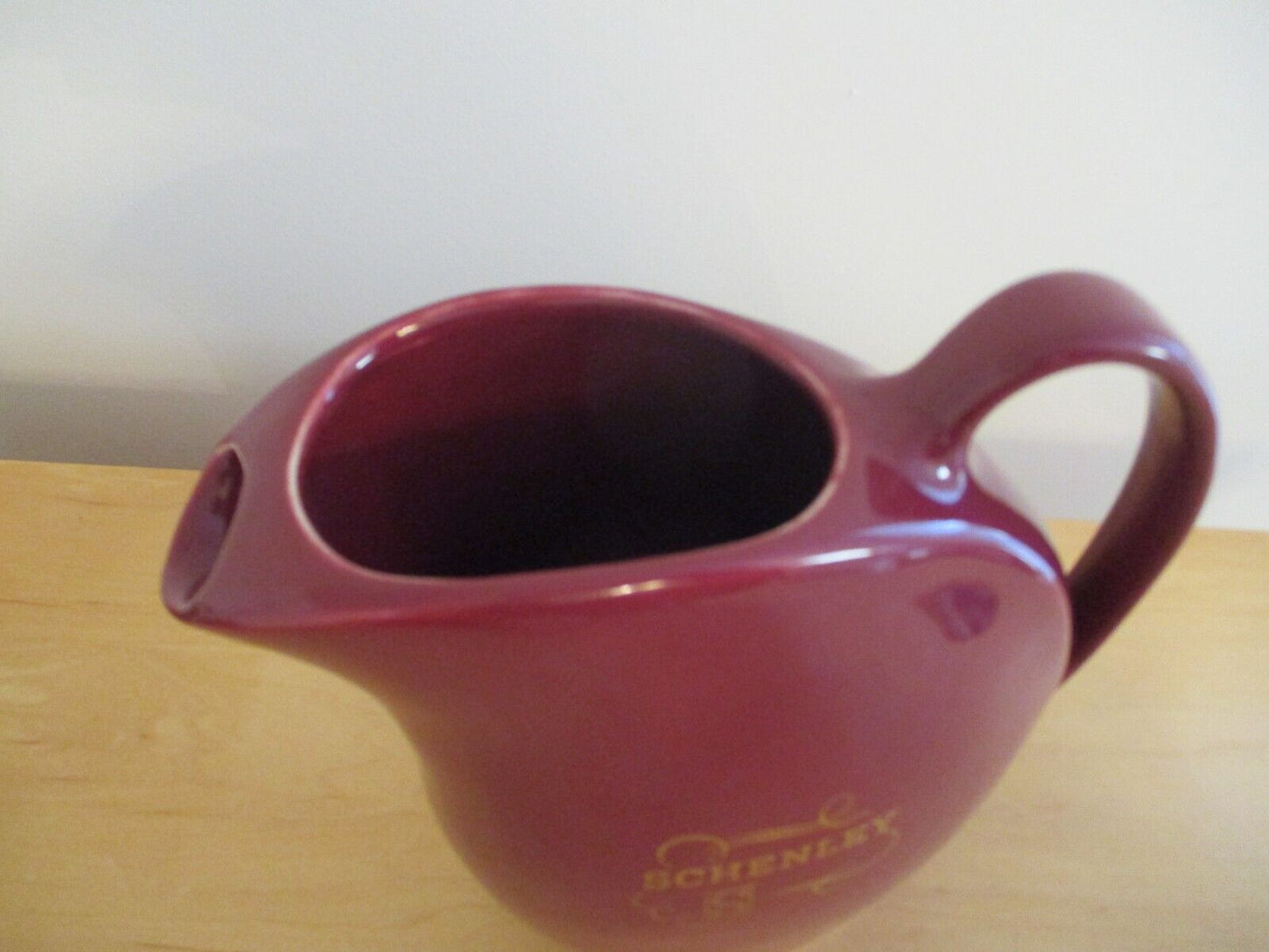 Vintage Hall Ceramic Maroon Pitcher Schenley Marked Pitcher