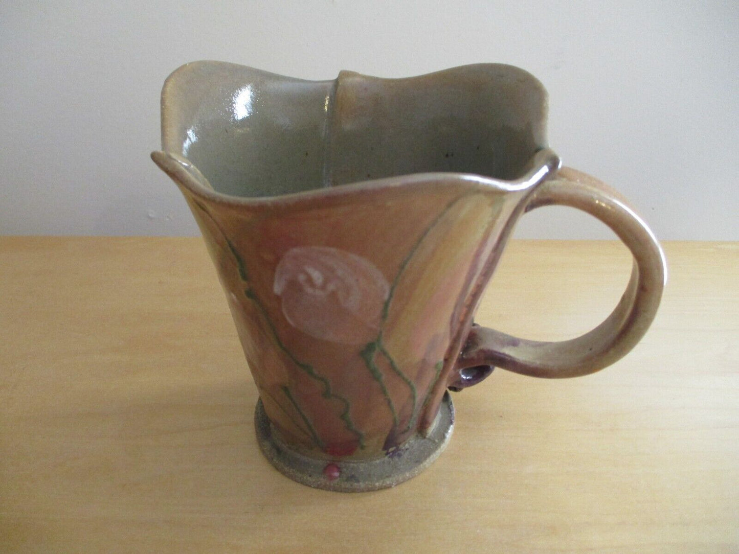 Vintage Robert Maxwell Art Pottery Mug 5 1/4"" Signed Rare Signed Brown/Green