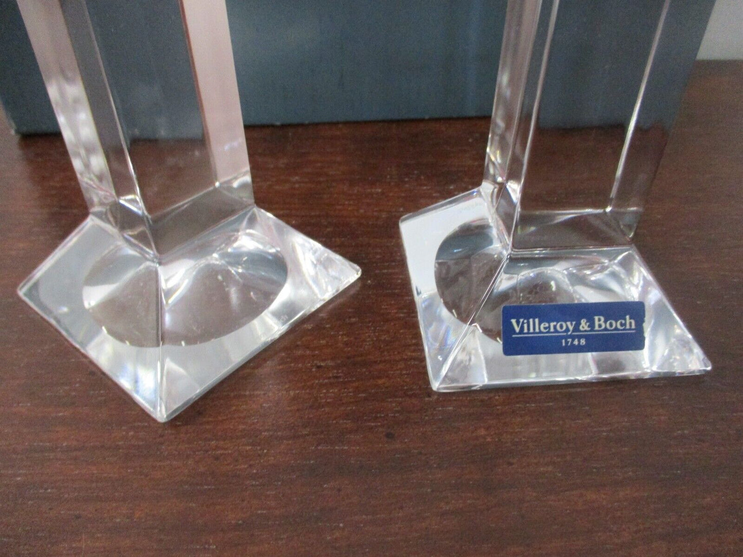 Set of 2 Villeroy & Boch Lead Crystal Siena 8" Single Light Candlestick Holders