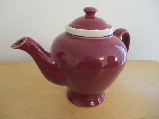 Vintage Hall McCormick Tea Pot Maroon Ceramic Infuser USA Maryland