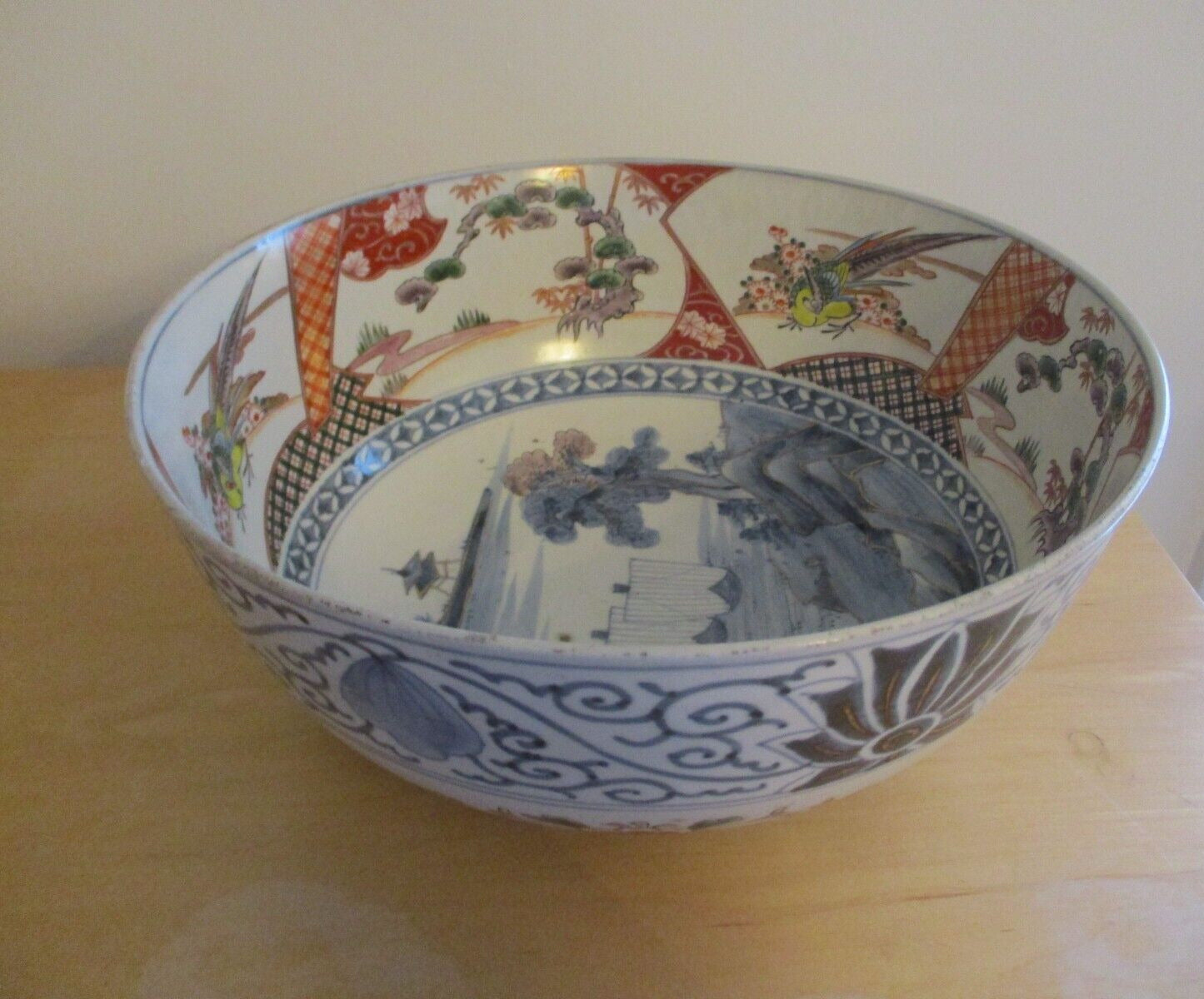 Vintage Japanese Amari 12" Porcelain Bowl